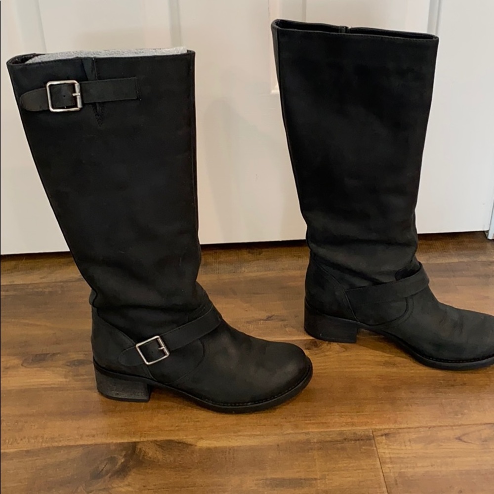 Black real leather boots